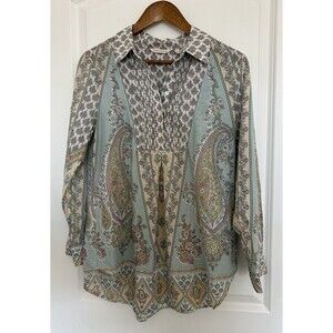 Soft Surroundings Shirt Pet Small Paisley Floral Cotton Voile Tabitha Tunic Top